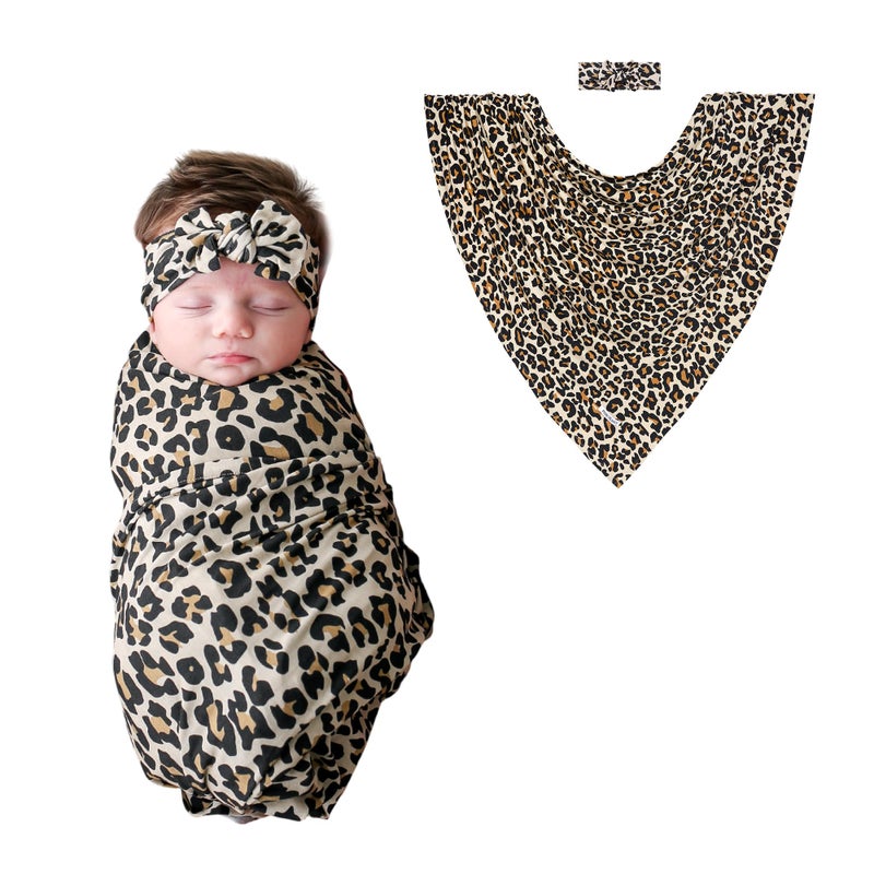 Posh Peanut Swaddle Blanket & Headband Set â€“ Viscose from Bamboo Stretchy Baby Swaddle for Newborn Girls, Receiving Blanket or Nursing Cover - Image 1